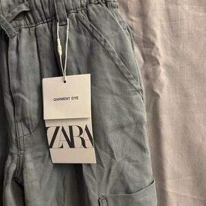 ZARA Kids Garment Dye Cargo Pants – Blue/Gray – NWT – Size 4-5 years
